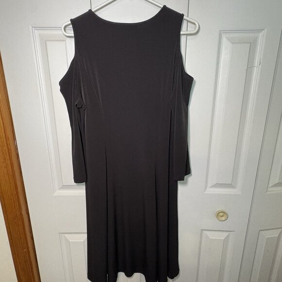 Susan Graver Womens Liquid Knit Dress Size Med Cold Shoulder Black A289176 - Picture 3 of 9